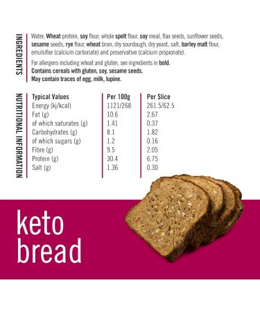 Fitbakes Keto Bread 2g Carbs 7g Protein Low Carb Bread Loaf High Protein Snacks Low Calorie Diet 16 slices - Buy Online on GoSupps.com