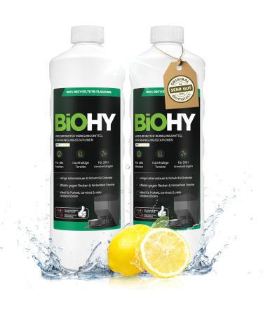 Biohy Wischroboter cleaning agent for cleaning stations (2 x 1 liter) |Extends the lifespan of the suction station |Low -foam cleaner concentrate lemon 1 l (2 Pack)