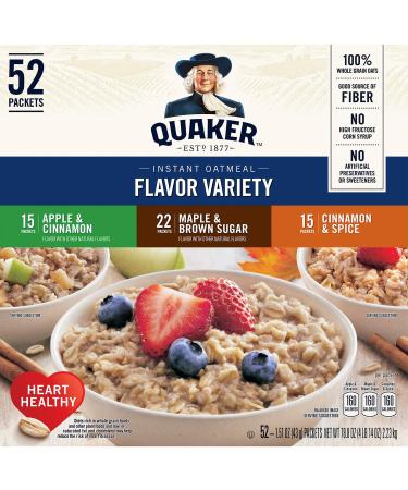 Quaker Instant Oatmeal Variety Pack - 52 Packets for Quick & Healthy Breakfast - Buy Online on GoSupps.com