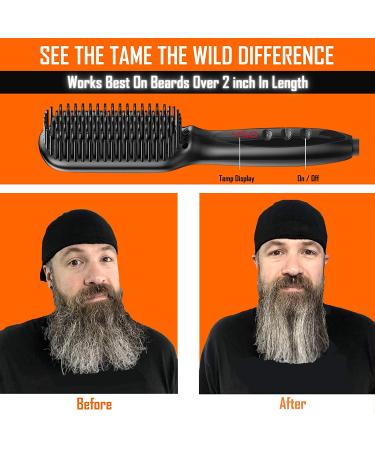 Tame The Wild Pro Beard Straightener for Men - Premium Heated Beard Brush - 12 Temp Settings - Anti-Scald Ionic - LED Display - Ideal for Beards Over 2 Inches - Buy Online on GoSupps.com