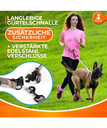2-in-1 Jogging Line & Dog Leash for Large/Medium Dogs | Double Handle Belly Belt Leash - Perfect for Walking Jogging & Hiking - Army Green - Buy Online on GoSupps.com
