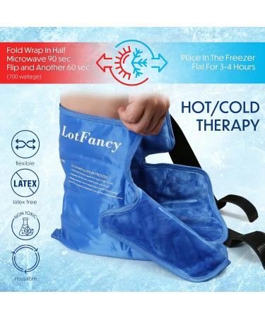 LotFancy Foot Ankle Ice Pack Wrap - Hot Cold Therapy Gel Pack for Achilles Tendonitis & Plantar Fasciitis Relief - Large Reusable with Plush Lining & Strap - Buy Online on GoSupps.com
