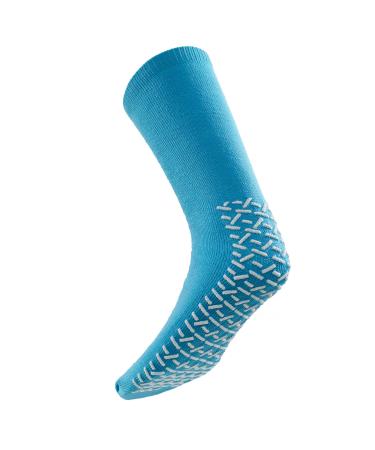 Green Sky Teal 12 Pairs Bariatric Single Tread Grip Socks - Non-Slip Comfortable & Supportive for Men and Women (One Size)