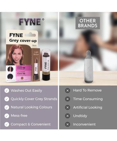 FYNE Root Touch Up Cover Stick - Pack of 4 - Instant Light Brown Grey Hair Cover Up - Magic Retouch Temporary Hair Colour for Men & Women Light Brown stick 4 - Buy Online on GoSupps.com