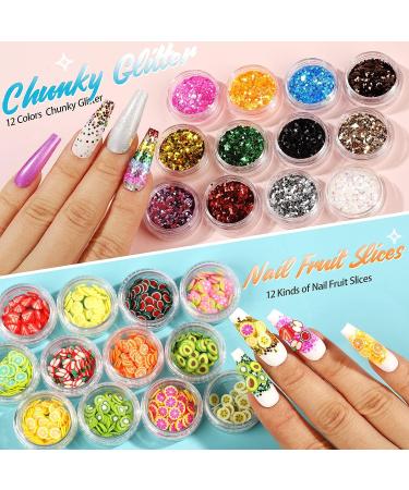 Nail Art Designs: Foil Stickers, Gems, Rhinestones, Fruit Slices, Glitter, Sequins & Holographic Decor Set B - Buy Online on GoSupps.com