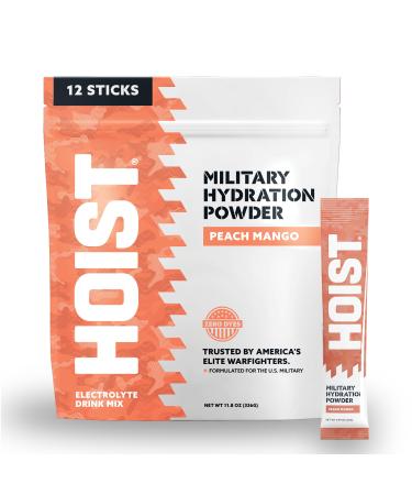 HOIST Electrolyte Drink Mix Powder Sticks Rapid Rehydration Military Hydration Formula Peach Mango (12 Single-Serve Packs) Peach Mango 12-pack