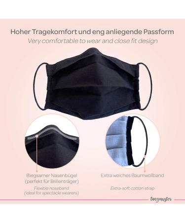 Dance Pattern Black Facial Mask for Adults | Washable 100% Cotton with Nose Bracket & Filter Bag | Oeko-Tex Standard 100 | International Shipping - Buy Online on GoSupps.com