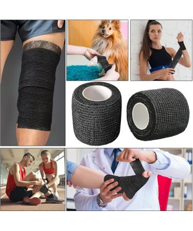 96 Pack 2 x 5 Yard Self Adhesive Bandage Wrap - Black Cohesive Elastic Athletic Tape for Wrist, Ankle - Breathable & Stretchy Sports Wound Tape - Buy Online on GoSupps.com