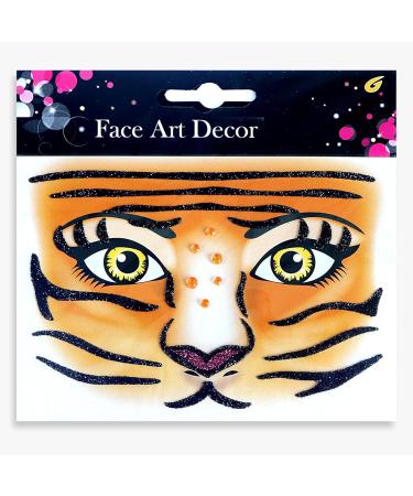 Animal Face Sticker Set - Leopard Tiger Lion Giraffe | Floral Festival & Halloween Body Paint Decoration | 4 Sheets for Stage Performance - Buy Online on GoSupps.com