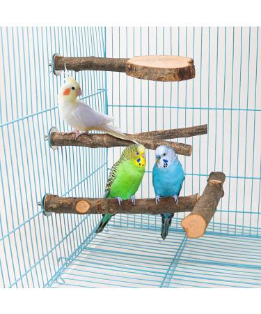 Roundler 3 Pack Apple Wood Bird Perch for Cage - Natural Wooden Parrot Stand and Toy for Parakeet, Conure, Cockatiel, Budgie, Lovebirds - Buy Online on GoSupps.com