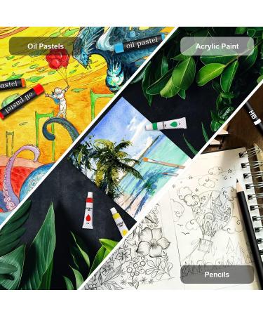 85 Piece Wooden Art Set - Painting Supplies with Watercolor, Oil Pastels, Colored Pencils - Portable Gift for Kids, Beginners, and Artists - Brown - Buy Online on GoSupps.com