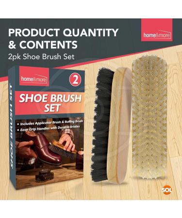 2pk Shoe Brush Set | Traditional Shoe Polish Brushes Ideal for Leather Shoes Boots Suede | Wooden Handle Shoe Cleaning Brush | Boot Brush | Shoe Cleaner Brush | Boot Polish Brush | Suede Shoe Brush - Buy Online on GoSupps.com