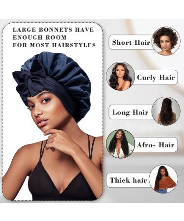 Shop Gugugo Dark Blue Silk Sleeping Hood | Adjustable Silk Bonnet & Satin Cap for Women - Buy Online on GoSupps.com