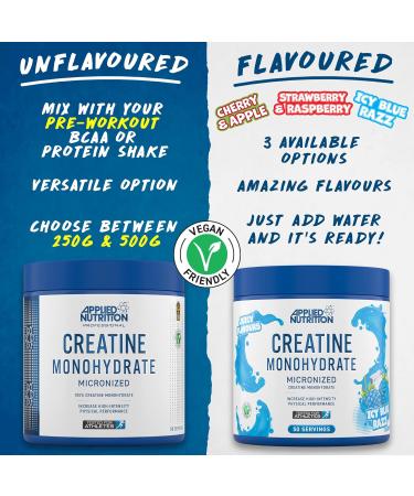 Applied Nutrition Creatine Flavoured - Strawberry & Raspberry 50 Servings (250g) | Micronized Creatine Monohydrate Powder for High-Intensity Performance - Buy Online on GoSupps.com