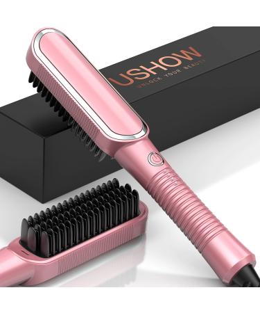 Hair Straightener Brush  Hot Comb Brush  Professional Ceramic Ionic Hot Air Brush Straightener for Women  Anti-Scald Fast-Heat-up for Home  Travel and Salon