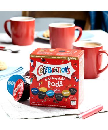 Celebrations Hot Chocolate Dolce Gusto Compatible Pods 5 Boxes x 8 Pods | Bulk Dolce Gusto Compatible Chocolate Pods | 40 Pods 40 Servings - Buy Online on GoSupps.com