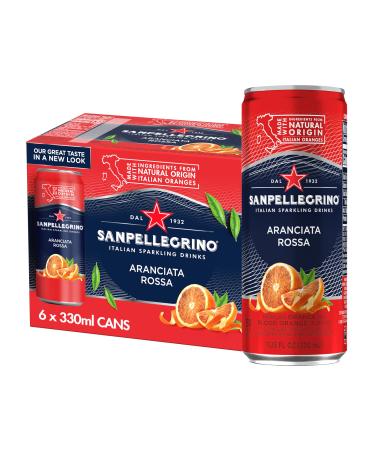 Sanpellegrino Italian Sparkling Drink Aranciata Rossa, Sparkling Orange and Blood Orange Beverage, 11.15 Fl Oz (Pack of 6)