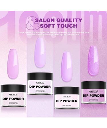 Dip Powder Nail Kit Starter - 4 Edgy Purple Dipping Powders & Liquid Set | Base Activator Top Coat | DIY Nail Art at Home - Purple Series - Buy Online on GoSupps.com