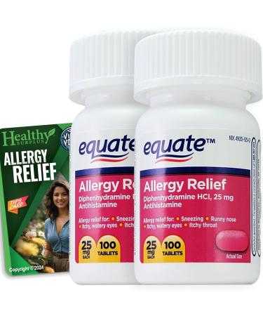 Healthy Surplus Vital Volumes Tips Card & Equate Allergy Relief Diphenhydramine HCL 25 mg 100 Tablets - 2 Pack