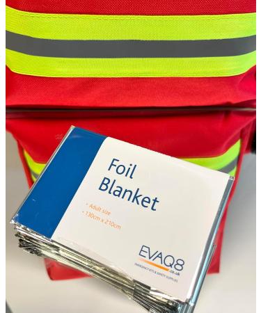 EVAQ8 Grab Bag with 50 Emergency Foil Blankets for First Aid Emergencies and Evacuations - Buy Online on GoSupps.com