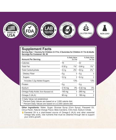 NuBest Omega 3 Gummies for Kids & Teens with Flaxseed Oil | Supports Brain Growth Mental Clarity Focus and Eye Health | No Added Sugar | Orange Flavor | 60 Premium Vegan Gummies | 1 Month Supply - Buy Online on GoSupps.com