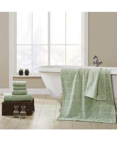 Amrapur Overseas 6-Piece Yarn Dyed Diamond Gate Jacquard Towel Set in Seafoam - Standard Size - Buy Online on GoSupps.com