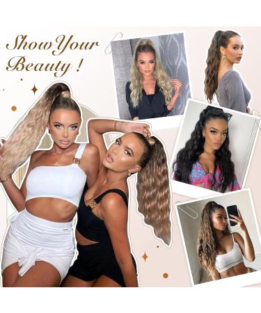 65 cm Fine Long Braid Ponytail Extension - Wavy Curly Chestnut Brown & Ash Blonde - Natural Clip-In Art Hair - Buy Online on GoSupps.com