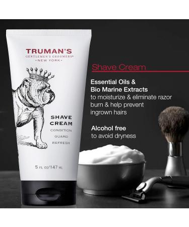 Truman's Gentlemen's Groomers Men's Shave Cream - Ultimate Smooth Close Shave Eliminates Razor Burn & Breakouts - 5oz Macadamia & Safflower Oils - Buy Online on GoSupps.com