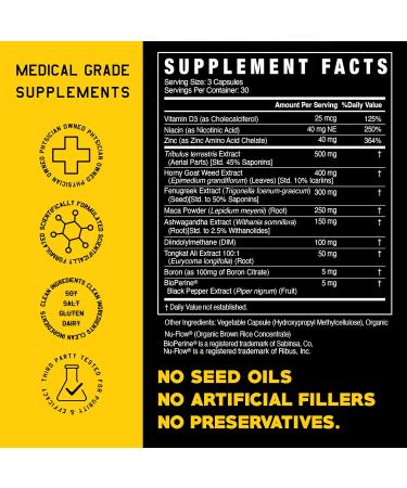 High Level Man | 12-in-1 Testosterone & Vitality Formula for Men | Tongkat Ali DIM Tribulus Ashwagandha Fenugreek Zinc & Maca & More | Energy Strength Performance Support Science - Buy Online on GoSupps.com