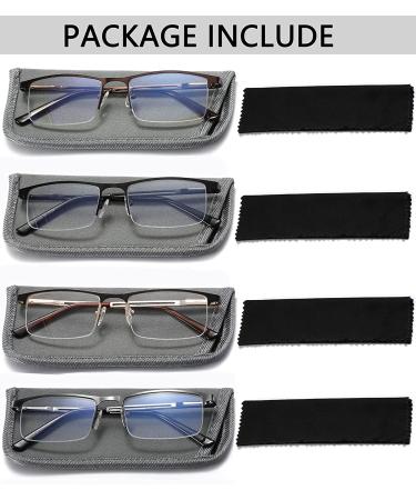 4-Pack Blue Light Blocking Reading Glasses for Men - Stylish Metal Frame Computer Readers with Spring Hinges - Anti Glare, UV Filter, +1.75 Strength - 4 Pack (Black/Metalgun/Brown/Gold) - Buy Online on GoSupps.com