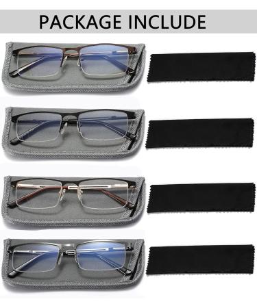 4 Pack Blue Light Blocking Reading Glasses for Men - Stylish Metal Frame Anti-Glare +2.5 Strength - Buy Online on GoSupps.com
