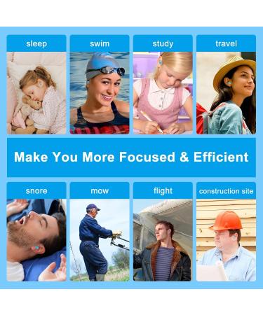 Silicone Earplugs - Reusable Waterproof Noise Suppression Earplugs for Sleeping & Swimming - 6 Pairs (Blue) | International Shipping Available - Buy Online on GoSupps.com