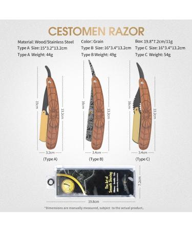Professional Straight Edge Razor with 10 Blades | Wooden Handle & Premium Stainless Steel | Ideal for Men s Salon & Home Grooming - Buy Online on GoSupps.com