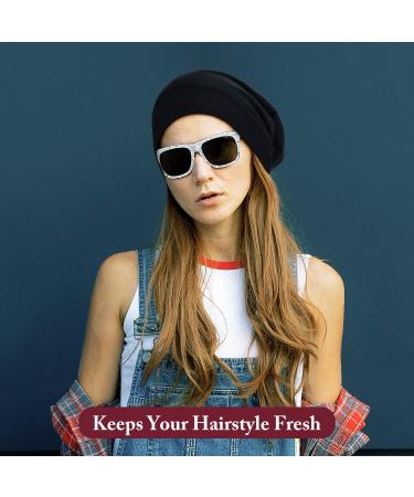 SATINIOR 6-Piece Satin Lined Sleep Cap Set for Frizzy Curly Hair - Women's Slouchy Hair Caps in Black, Red, Gray, Blue, Yellow, Pink - Buy Online on GoSupps.com