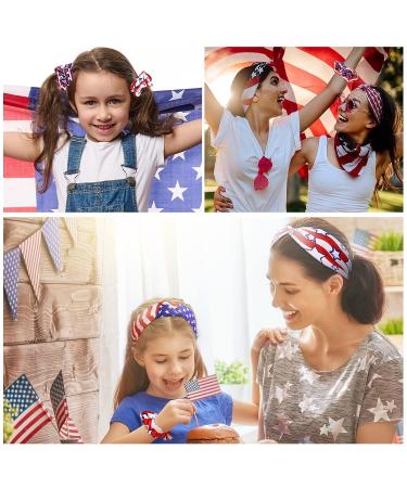 Patriotic American Flag Headband Set | 4th of July Hair Accessories Kit with Scrunchies - Buy Online on GoSupps.com