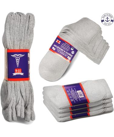 Yacht & Smith Men's King Size Diabetic Crew Socks for Big & Tall Men - 12 Pairs Gray - Buy Online on GoSupps.com