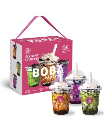 O's bubble boba Tea Kit - Instant Marbling Boba Tea Party Kit - 6 Serving Bubble Tea Kit - Instant bubble Bobba Tea Set (Shelf Stable)