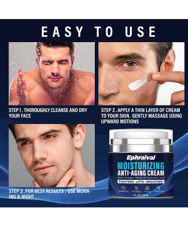Ephraival Men's Anti-Aging Face Moisturizer with Collagen, Retinol & Hyaluronic Acid - Hydrating Facial Cream for Day & Night - 2 oz - Buy Online on GoSupps.com