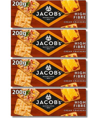 Jacobs Crackers Biscuits Multipack - Jacob's Cream Crackers High Fibre 200g Pack of 4 Bundled By The Great British Kitchen | Crackers for Cheese - Buy Online on GoSupps.com