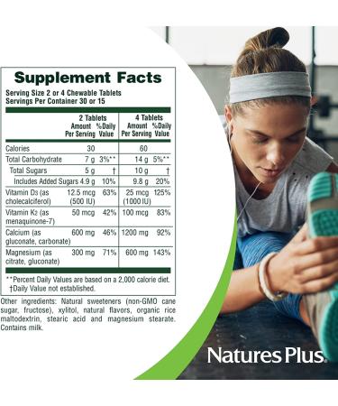 Nature's Plus High Potency CalMagVit D3 Chewables - Vanilla Flavor, 60 Count - Buy Online on GoSupps.com