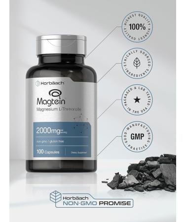 Horb ach Magtein Magnesium L-Threonate | 2000mg Supplement | 100 Capsules | for Men & Women | Non-GMO and Gluten Free - Buy Online on GoSupps.com