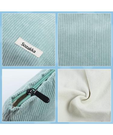 Blue Corduroy Makeup Bag | Mini Cosmetic Toiletry Bag for Women and Girls - Buy Online on GoSupps.com