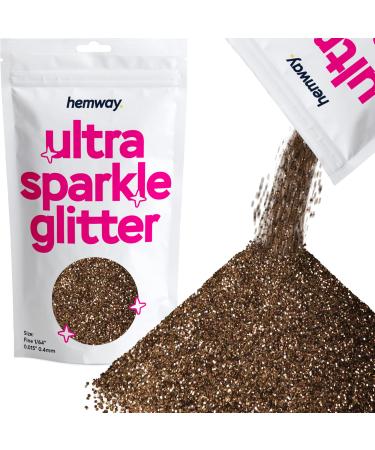 Hemway Premium Ultra Sparkle Glitter Multi Purpose Metallic Flake for Arts Crafts Nails Cosmetics Resin Festival Face Hair - Bronze Brown - Fine (1/64 0.015 0.4mm) 100g / 3.5oz