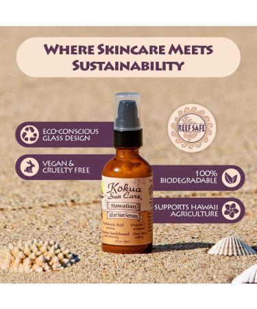 Kokua Sun Care After Sun Serum with Aloe Vera | 2oz | Hyaluronic Acid & Sandalwood | Vitiman C | After Sun Lotion, Aleo Vera Gel For Face, Sunburn Relief, Beach Vacation Essentials, Travel Size Lotion - Buy Online on GoSupps.com
