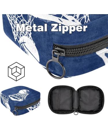 Large Capacity Sanitary Napkin Storage Bag & Menstrual Cup Pouch - Girls Travel Makeup Organizer | Basketball Background - Color 5 - Buy Online on GoSupps.com