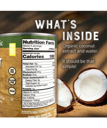 Organic Coconut Milk by Natures Greatest Foods - Unsweetened, No Guar Gum, Preservatives - 13.5 Oz Pack of 12 - Gluten Free, Vegan, Kosher - 17-19% Coconut Milk Fat - 13.5 Ounce Cans - Buy Online on GoSupps.com