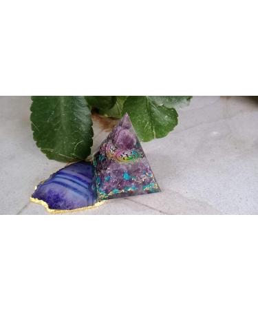 Jet Amethyst Ball Orgone Pyramid - 300g Aum Symbol - Chakra Balancing Gift with Free Crystal Therapy Booklet - Positive Energy & Harmony - Buy Online on GoSupps.com