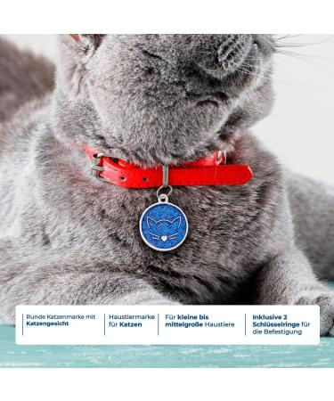 Personalized Ibera Gifts for Medium to Large Cats - Round Shape Cat Collar with Engraved Name & Address | Blue Glitter Design - Buy Online on GoSupps.com