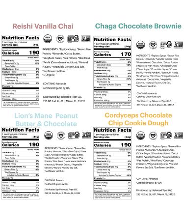 Full Dose Vegan Protein Bars with Functional Mushrooms - Lions Mane, Chaga, Reishi, Cordyceps | Nootropic Adaptogens | Gluten Free Superfoods Protein Bars - Buy Online on GoSupps.com