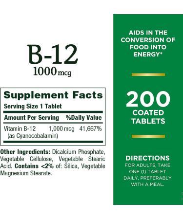 Nature's Bounty Vitamin B12 1000mcg + Zinc 50mg + Magnesium 500mg | 200 Ct 250 Caplets | Pack of 1 - Buy Online on GoSupps.com